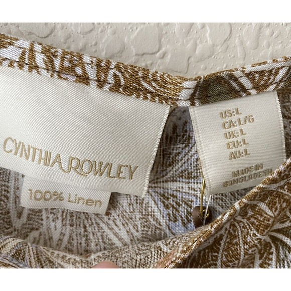Cynthia Rowley Womens Linen Floral Leaf Print Sleeveless Top Size Large NWT - Picture 4 of 5